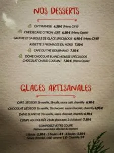La carte des dessert