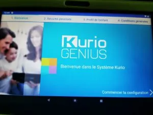 La Tablette Gulli Kurio Ultra 7 écran de paramétrage de la Kurio Gulli Ultra 7