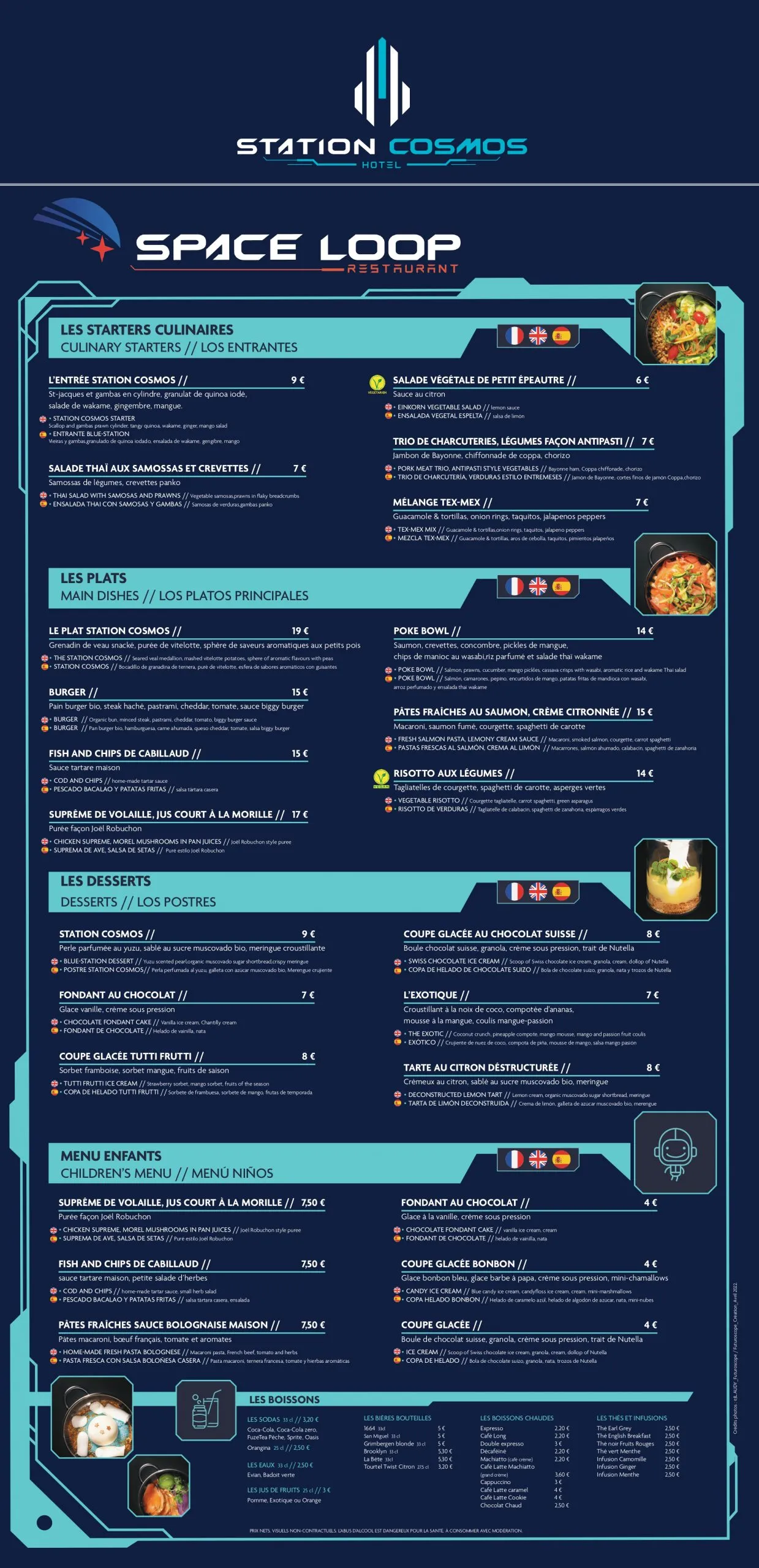 Menu du Space Loop au Futuroscope