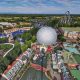 Vue aérienne des attractions d'Europa Park