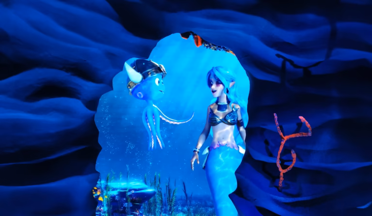 Sirène et pieuvre sous-marine colorée