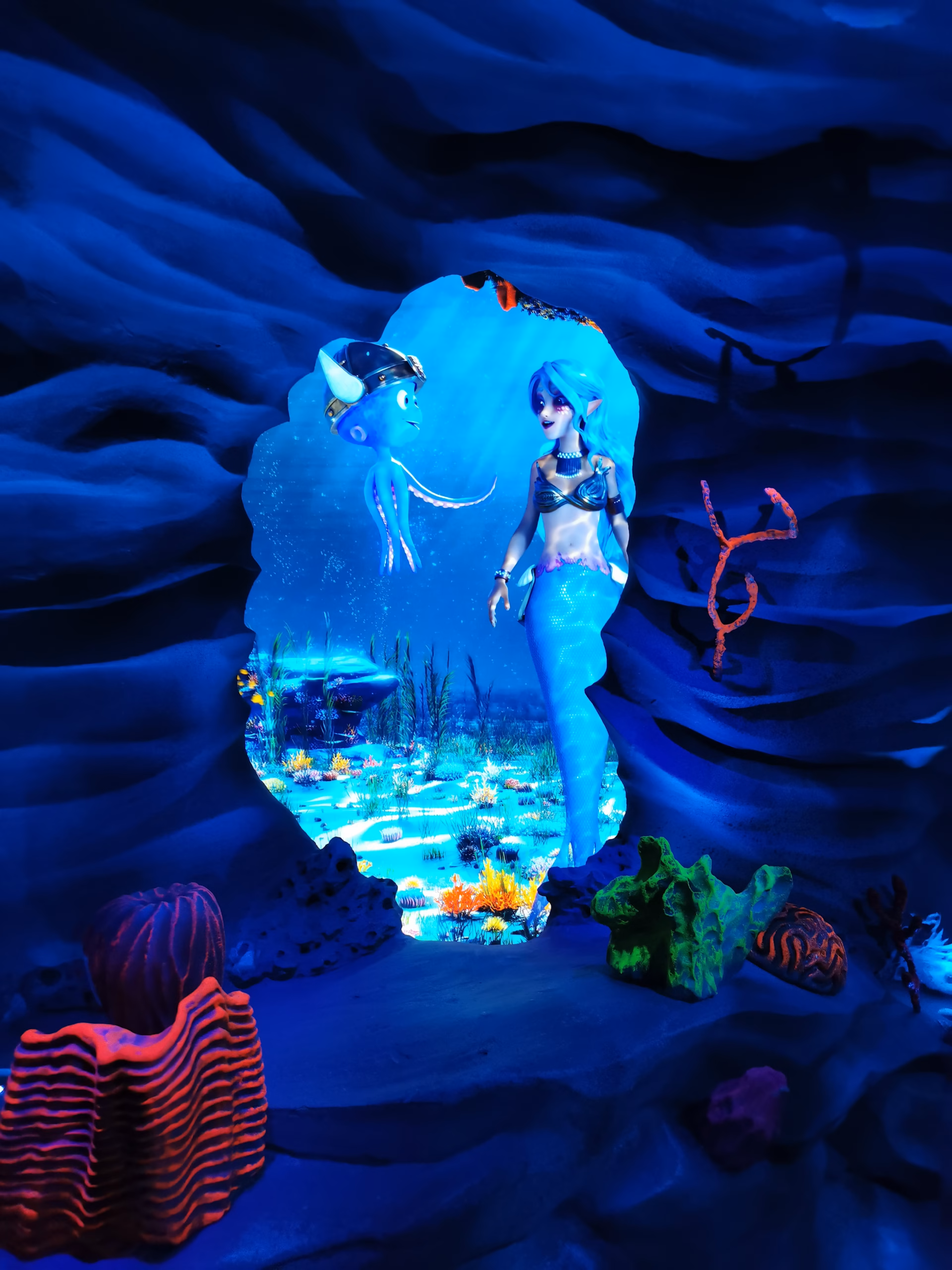 Sirène et pieuvre sous-marine colorée