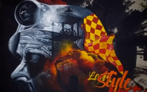 Art mural avec des éléments industriels.