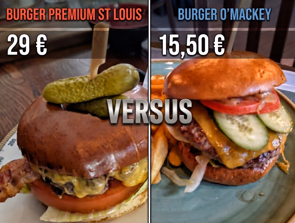 Deux burgers avec prix différents