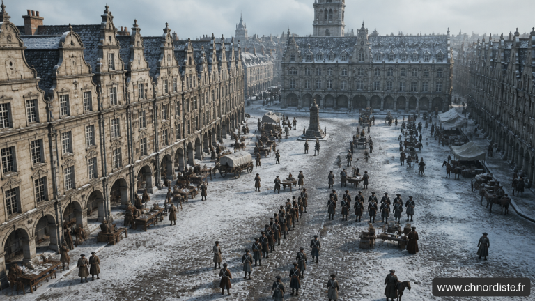Arras Pendant La Révolution Française : De 1789 À 1795 1 Place animée sous la neige.
